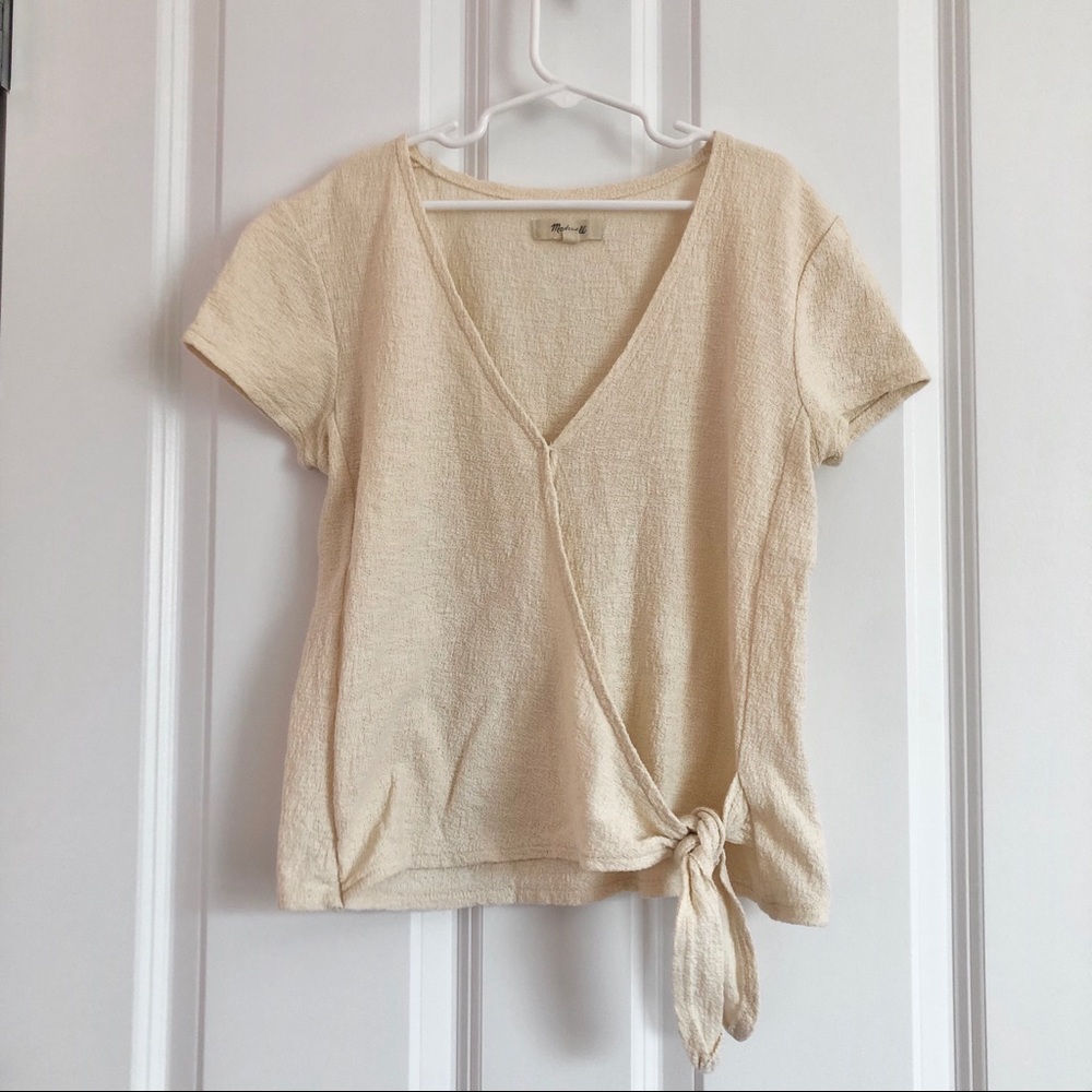 Madewell Cream Tie Front Wrap Top